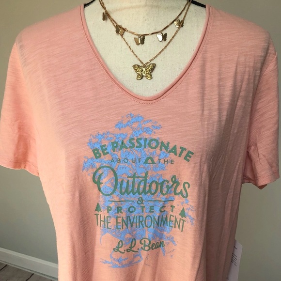 🌸NEW LLBean Soft Organic Cotton Coral Tee Size XLARGE - Picture 1 of 8
